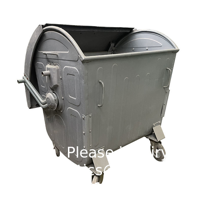 1100l 1100 litres de poubelle extérieure grande poubelle déchets métalliques galvanisés en acier inoxydable poubelle à roues