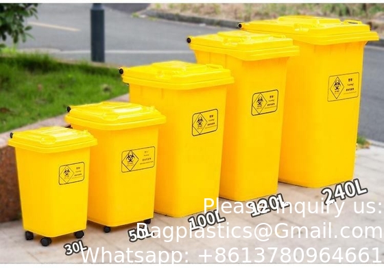 Réservoirs de déchets pour hôpitaux poubelles à roulettes pour produits biologiques Produits en plastique Hdpe Contenants de déchets dangereux poubelles pour produits biologiques