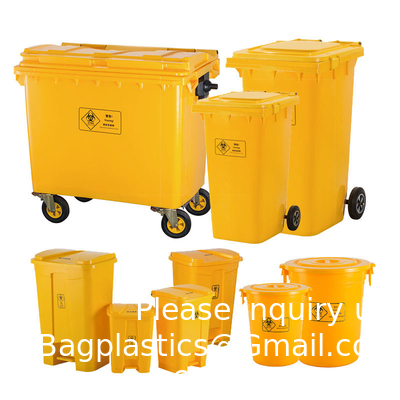 Réservoirs de déchets pour hôpitaux poubelles à roulettes pour produits biologiques Produits en plastique Hdpe Contenants de déchets dangereux poubelles pour produits biologiques