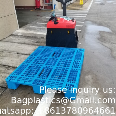 1200*1000 Pallets industriels à trois patins Euro HDPE grand empilable à quatre voies personnaliser palettes en plastique