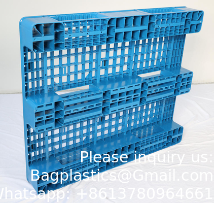 1200*1000 Pallets industriels à trois patins Euro HDPE grand empilable à quatre voies personnaliser palettes en plastique
