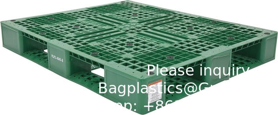 1200*1000 Pallets industriels à trois patins Euro HDPE grand empilable à quatre voies personnaliser palettes en plastique