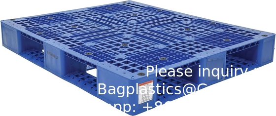 1200*1000 Pallets industriels à trois patins Euro HDPE grand empilable à quatre voies personnaliser palettes en plastique