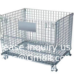 Cages de stockage en acier à palette pliable pliable à verrouillage Cages de stockage à fil de fer Contenant en maille pour système de stockage