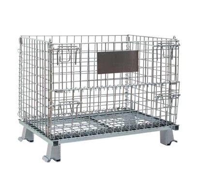 Cages de stockage en acier à palette pliable pliable à verrouillage Cages de stockage à fil de fer Contenant en maille pour système de stockage
