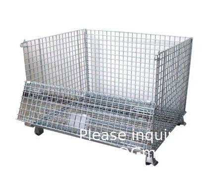 Cages de stockage en acier à palette pliable pliable à verrouillage Cages de stockage à fil de fer Contenant en maille pour système de stockage
