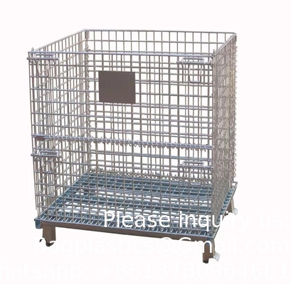 Cages de stockage en acier à palette pliable pliable à verrouillage Cages de stockage à fil de fer Contenant en maille pour système de stockage