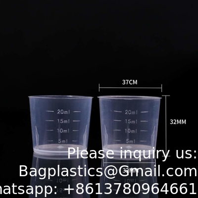 Gobelets de médicaments transparents et jetables Gobelets de médicaments en plastique en PP Dispenser de médicaments 10 ml 20 ml 30 ml Médicaments de mesure liquide