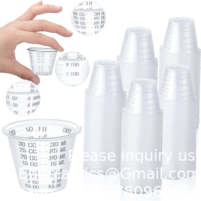 Gobelets de médicaments transparents et jetables Gobelets de médicaments en plastique en PP Dispenser de médicaments 10 ml 20 ml 30 ml Médicaments de mesure liquide