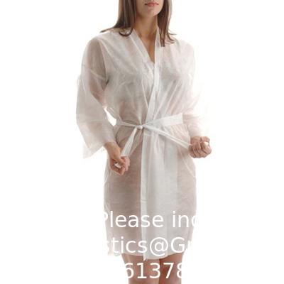 Kimono non tissé jetable Japon Hommes Femmes Vêtements Matériau PP Blanc Robe Noire Uniforme de coiffure pour le massage Nylon