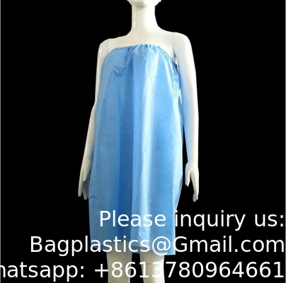 Robe de massage en PP, robe de bain jetable, robe de bain sans bretelles pour le sauna de beauté.