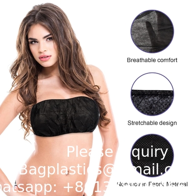 Soutiens-gorge de plage d'hôtel OEM de haute qualité Soutiens-gorge en une pièce Noir épaule Femmes sexy soutiens-gorge non tissés jetables