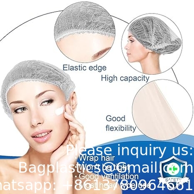 Bouffant Casquettes à usage unique Casquette de douche personnalisée Hôtel Aménagement salle de bain Spa Casquette de cheveux imperméable à l'eau Casquette blanche jetable