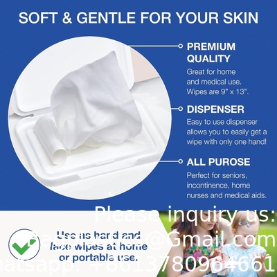Seringues pour adultes humides jetables, 64 paquets - Tissu doux préhumidifié pour personnes âgées et bébés - enrichi en aloe