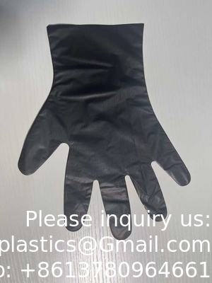 Vente en gros de gants à main jetables pour la préparation alimentaire TPE CPE HDPE Noir Gants en plastique jetables de résistance transparente