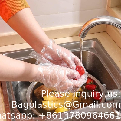 Vente en gros de gants à main jetables pour la préparation alimentaire TPE CPE HDPE Noir Gants en plastique jetables de résistance transparente