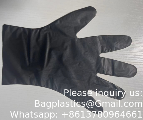Vente en gros de gants à main jetables pour la préparation alimentaire TPE CPE HDPE Noir Gants en plastique jetables de résistance transparente