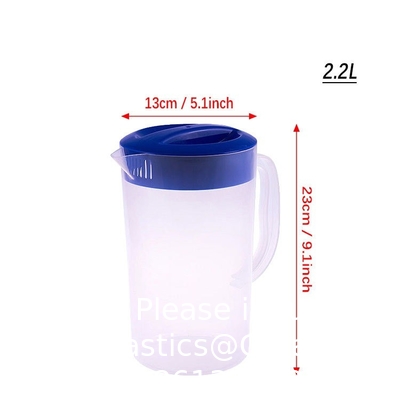 Pot en plastique avec couvercle BPA-FREE Carafes écologiques mélanger les boissons Flasque d'eau jus de citronnée Flasque de boisson glace