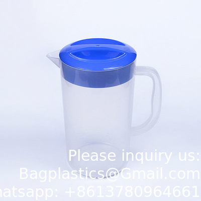 Pot en plastique avec couvercle BPA-FREE Carafes écologiques mélanger les boissons Flasque d'eau jus de citronnée Flasque de boisson glace