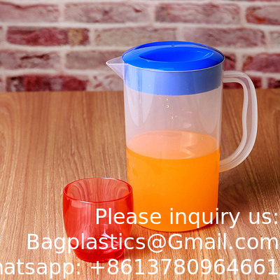 Pot en plastique avec couvercle BPA-FREE Carafes écologiques mélanger les boissons Flasque d'eau jus de citronnée Flasque de boisson glace