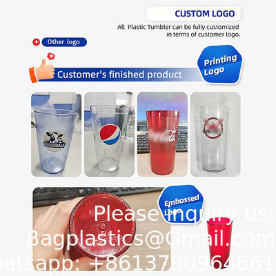 8 oz Custom Tumbler Cup Logo Ambre Verres à boire de l'eau Tumbler plastique Tumbler tasse à boisson