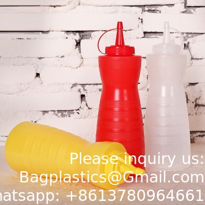 Outils de dessert de 24 oz bouteille de sauce de condiment avec couvercle bouteille de sauce en plastique