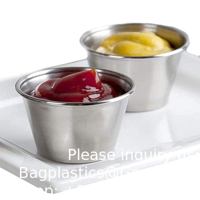 2.5 oz tasses de sauce métallique en acier inoxydable tasses de sauce de trempage en salade