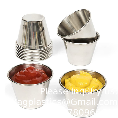 2.5 oz tasses de sauce métallique en acier inoxydable tasses de sauce de trempage en salade