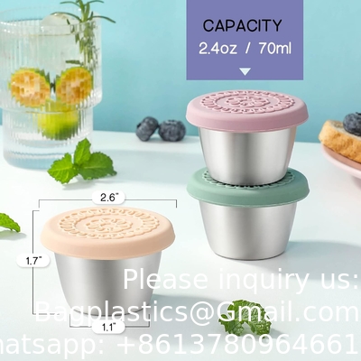 2.5 oz tasses de sauce métallique en acier inoxydable tasses de sauce de trempage en salade