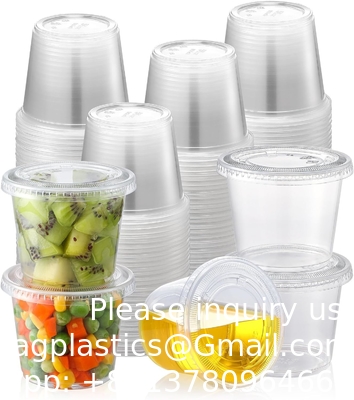 5.5 oz tasses de portion avec couvercle, tasses à la gelée, petits contenants en plastique, tasses à souffle hermétiques et empilables