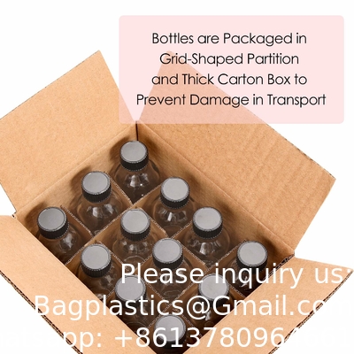 Petites bouteilles en verre transparent avec couvercle Boston Bouteilles d'échantillons pour potions, jus, bien-être, ginger shots, whisky, liquides