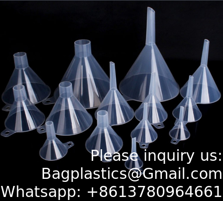 Des entonnoirs de laboratoire jetables en plastique, des entonnoirs en plastique transparent, des entonnoirs en plastique PP transparents, des mini-parfumes
