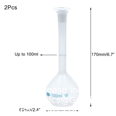 100 ml de flacons de mesure volumétriques en plastique pour laboratoire avec capuchon à capuche étanche à la chaleur pour laboratoire