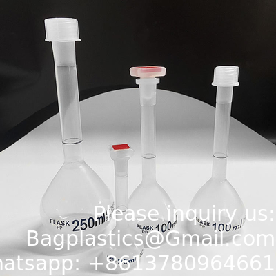 100 ml de flacons de mesure volumétriques en plastique pour laboratoire avec capuchon à capuche étanche à la chaleur pour laboratoire