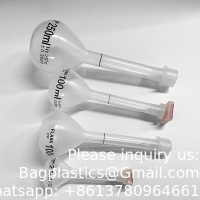 100 ml de flacons de mesure volumétriques en plastique pour laboratoire avec capuchon à capuche étanche à la chaleur pour laboratoire