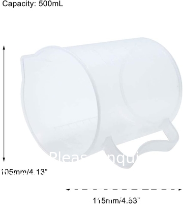 500 ml tasses à mesurer en plastique transparent à bec pour laboratoire, cuisine