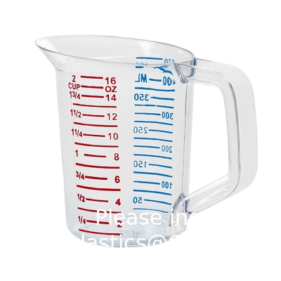 500 ml tasses à mesurer en plastique transparent à bec pour laboratoire, cuisine