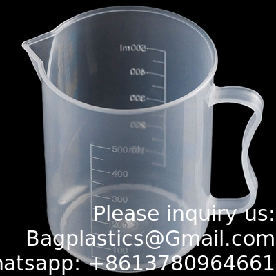 500 ml tasses à mesurer en plastique transparent à bec pour laboratoire, cuisine