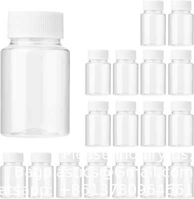 Bouteille de pilule claire Bouteille de médicament en plastique Bouteille de réactif vide Bouteille de produits chimiques avec capuchon pour poudre liquide solide