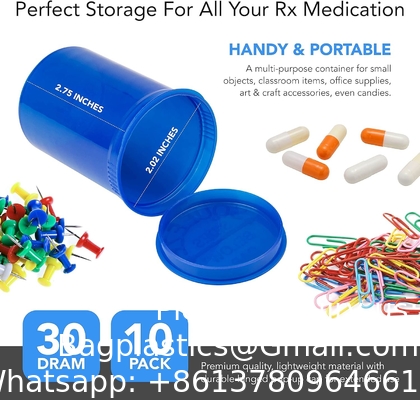 Bouteille de pilule claire Bouteille de médicament en plastique Bouteille de réactif vide Bouteille de produits chimiques avec capuchon pour poudre liquide solide