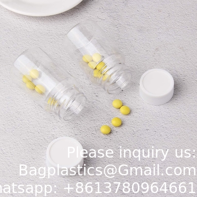 Bouteille de pilule claire Bouteille de médicament en plastique Bouteille de réactif vide Bouteille de produits chimiques avec capuchon pour poudre liquide solide