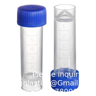 Ensemble de 100 tubes à essai en plastique avec couvercles, tubes à injection graduée de 5 ml avec capuchons à vis Petits flacons Contenant pour liquide