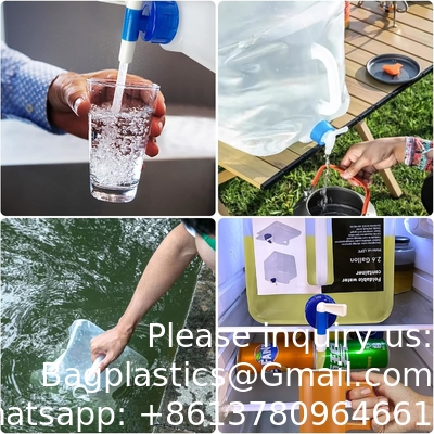 Récipient d'eau de 2,6 gallons sans BPA, récipients de stockage d'eau d'urgence avec éternuement, fût de stockage portable pliable