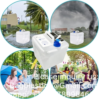 Récipient d'eau de 2,6 gallons sans BPA, récipients de stockage d'eau d'urgence avec éternuement, fût de stockage portable pliable