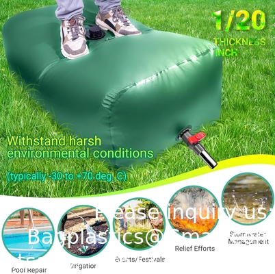 Bouches de stockage d'eau d'urgence - Sac d'eau douce de grande capacité, réservoir pliable pour résister à la sécheresse