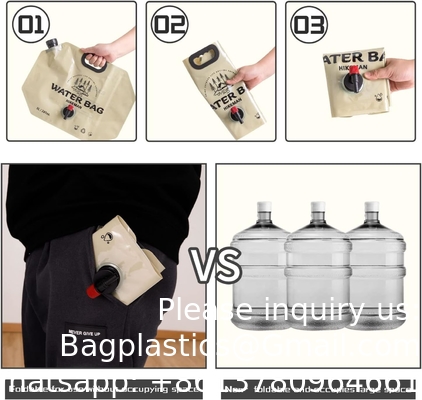Porteur de stockage d'eau pliable - récipient portable de 1,9 gallon avec éternuement, sac d'eau de camping pour la randonnée en plein air