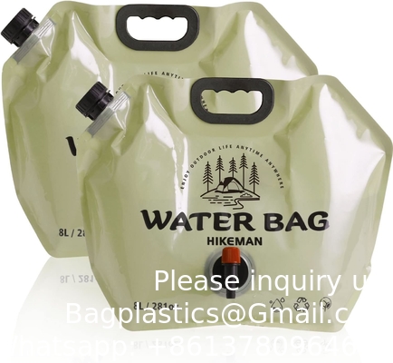 Porteur de stockage d'eau pliable - récipient portable de 1,9 gallon avec éternuement, sac d'eau de camping pour la randonnée en plein air
