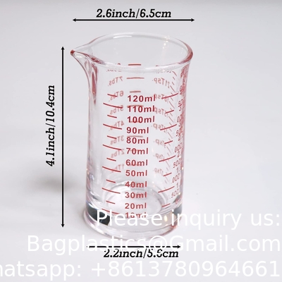 Coupe de mesure en verre 4 onces/120 ml Liquide lourd haut Espresso Coupe de verre ligne rouge,Spout en forme de V
