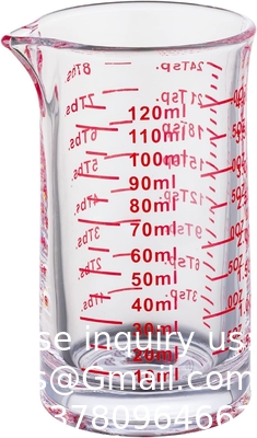 Coupe de mesure en verre 4 onces/120 ml Liquide lourd haut Espresso Coupe de verre ligne rouge,Spout en forme de V