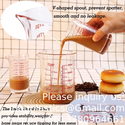Coupe de mesure en verre 4 onces/120 ml Liquide lourd haut Espresso Coupe de verre ligne rouge,Spout en forme de V
